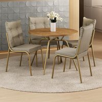 Conjunto Sala de Jantar 4 Cadeiras Lisboa Carraro Dourado