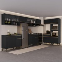 Armário de Cozinha Completa Atlanta Drive com Vidro Carraro Preto Touch