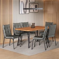 Conjunto Sala de Jantar 6 Cadeiras Dublin Carraro Preta