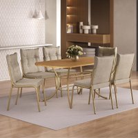 Conjunto Sala de Jantar 6 Cadeiras Madrid Carraro Dourado