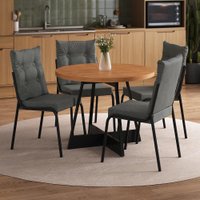 Conjunto Sala de Jantar 4 Cadeiras Santorini Carraro Preta