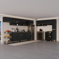 Armário de Cozinha Completa Atlanta Frame com Vidro Carraro Preto Touch