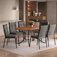 Conjunto Sala de Jantar 6 Cadeiras Madrid Carraro Preta