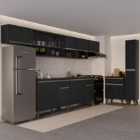 Armário de Cozinha Completa Atlanta Path com Vidro Carraro Preto Touch