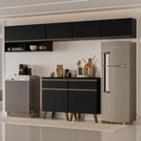 Armário de Cozinha Completa Atlanta Hub Carraro Preto Touch