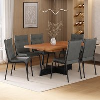 Conjunto Sala de Jantar 6 Cadeiras California Carraro Preta