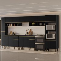 Armário de Cozinha Completa Atlanta Loft Carraro Preto Touch