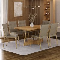 Conjunto Sala de Jantar 6 Cadeiras California Carraro Dourado