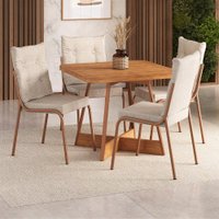 Conjunto Sala de Jantar 4 Cadeiras California Carraro Rosê Cobre