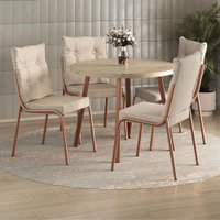 Conjunto Sala de Jantar 4 Cadeiras Dublin Carraro Rosê Cobre