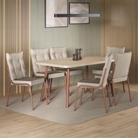 Conjunto Sala de Jantar 6 Cadeiras Dublin Carraro Rosê Cobre