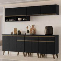 Armário de Cozinha Completa Atlanta City Carraro Preto Touch