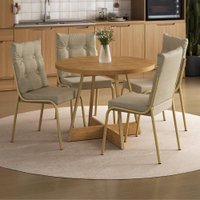 Conjunto Sala de Jantar 4 Cadeiras Santorini Carraro Dourado