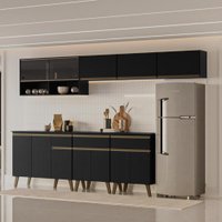 Armário de Cozinha Completa Atlanta Grid Carraro Preto Touch