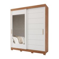 Guarda Roupas Casal 2 Portas de Correr 4 Gavetas Frisado com Espelho 100% MDF Flower