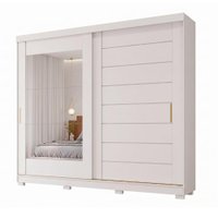Guarda Roupas Casal 2 Portas de Correr Frisado com Espelho 8 Gavetas 100% MDF Florida