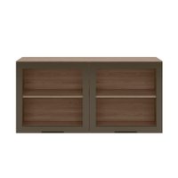 Armario Aereo 120 cm 2 Portas Vidro Etna Carvalho Oak Off White POLIMAN
