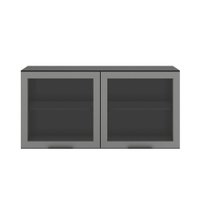Armario Aereo 120 cm 2 Portas Vidro Etna Grafite POLIMAN