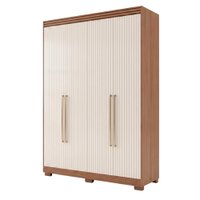 Guarda Roupas Solteiro 4 Portas Frisado 3 Gavetas 100% MDF July - Madeir/Off