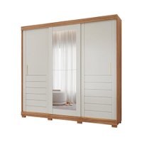 Guarda Roupas Casal 3 Portas de Correr Frisado com Espelho 6 Gavetas 100% MDF Lia