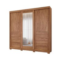 Guarda Roupas Casal 3 Portas de Correr Frisado com Espelho 6 Gavetas 100% MDF Lia - Madeirado