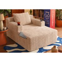 Sofá Poltrona Hydi com Molas Ensacadas Boost Tech Tecido Velourê Bege Cama inBox