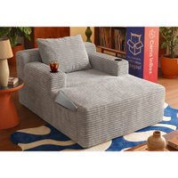 Sofá Poltrona Hydi com Molas Ensacadas Boost Tech Tecido Velourê Cinza Claro Cama inBox