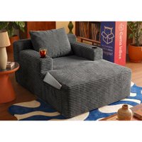 Sofá Poltrona Hydi com Molas Ensacadas Boost Tech Tecido Velourê Cinza Escuro Cama inBox
