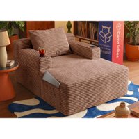 Sofá Poltrona Hydi com Molas Ensacadas Boost Tech Tecido Velourê Marrom Cama inBox