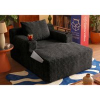 Sofá Poltrona Hydi com Molas Ensacadas Boost Tech Tecido Velourê Preto Cama inBox