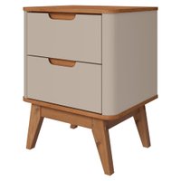 Mesa De Cabeceira 2 Gavetas Pes Madeira 50 cm Vicenza Off White Cedro DCASA