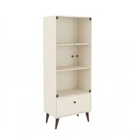Cristaleira Com Portas De Vidro E 1 Gaveta Curve Mb1122 Off White
