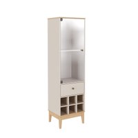 Cristaleira Retrô Com Adega 1 Porta E 1 Gaveta Mb1145 Mel/Off White