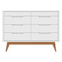 Comoda 8 Gavetas Pes Madeira 135 cm Vicenza Branco DCASA