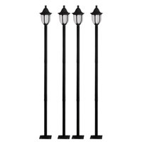 Kit 4 Postes de Iluminação Preto para Praça Tubo em Alumínio Lâmpada E27 Termoplástico Jardim Dital