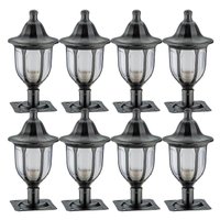 Jogo 8 Balizadores para Jardim 31cm Preto Termoplástico Alumínio Luminária Externa Modena Dital