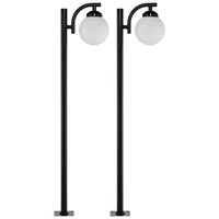 Kit 2 Postes em Alumínio SEM Globo 2m Bivolt Preto Dital Jardim Praça Luminárias Global