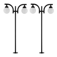Kit 2 Postes Iluminação 2m SEM Globo Preto Alumínio Bivolt 2 Lâmpadas Dital