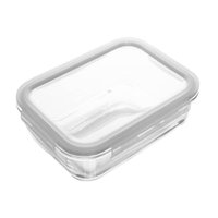 Pote Hermético Vidro com Tampa 640ml Lyor Transparente 17,5cm Porta Mantimentos Retangular
