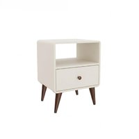 Mesa De Cabeceira Com 1 Gaveta Curve Mb1124 Off White