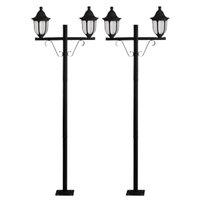 Kit 2 Postes Duplos Iluminação Externa Praça Jardim Alumínio Preto Modena Dital Clássico