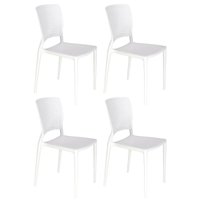 Kit 4 Cadeiras Plásticas Encosto Perfurado Tramontina Summa Safira Branco Cozinha Varanda