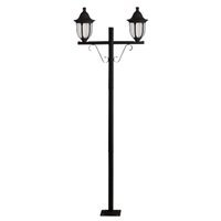 Poste Duplo para Jardim Preto Tubo em Alumínio Modena Dital Iluminação Externa Clássica