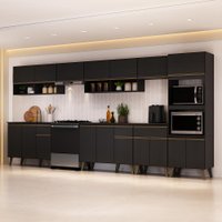 Armário de Cozinha Completa Atlanta Capital Carraro Preto Touch