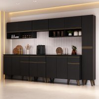 Armário de Cozinha Completa Atlanta Line Carraro Preto Touch