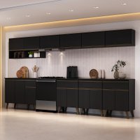 Armário de Cozinha Completa Atlanta Live Carraro Preto Touch