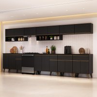 Armário de Cozinha Completa Atlanta Active Carraro Preto Touch