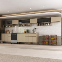 Armário de Cozinha Completa Atlanta Style com Vidro Carraro Amêndoa