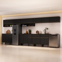 Armário de Cozinha Completa Atlanta Pier Carraro Preto Touch