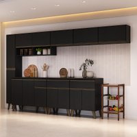 Armário de Cozinha Completa Atlanta Central Carraro Preto Touch